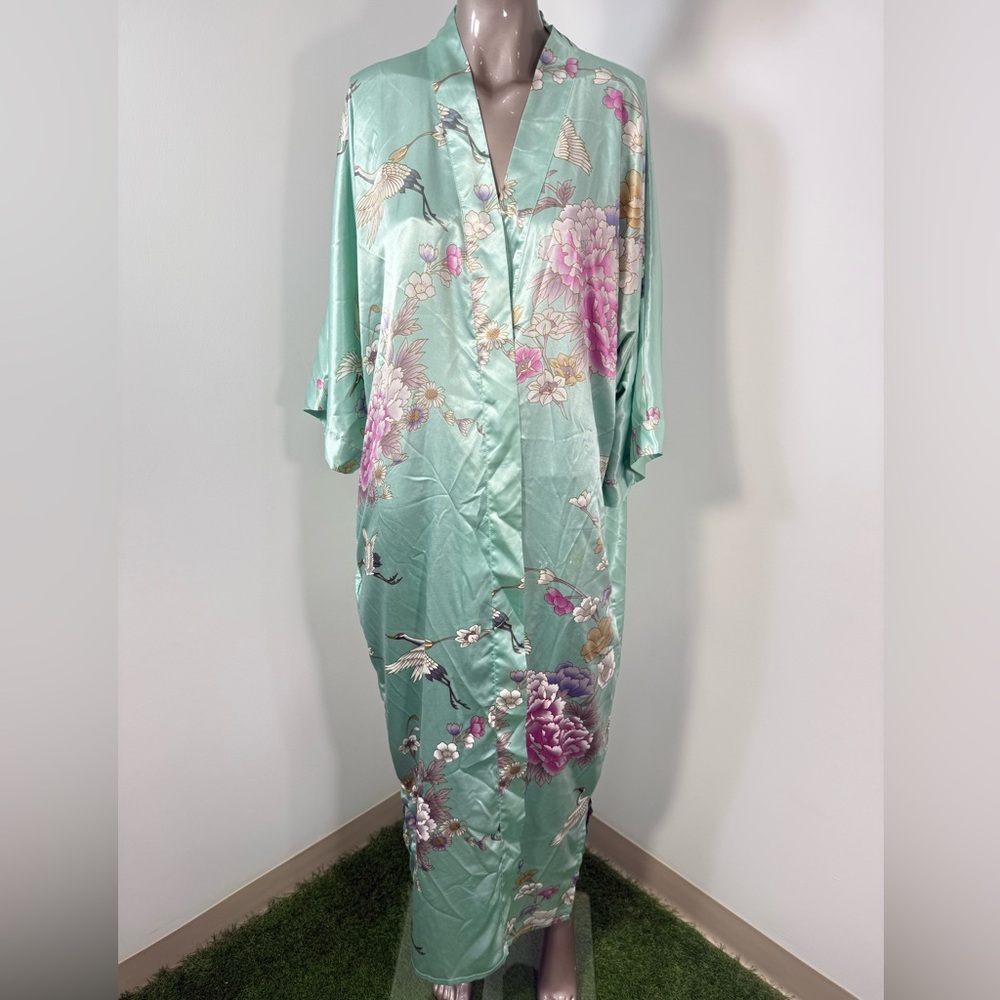 Floral Teal & Pink Kimono Robe